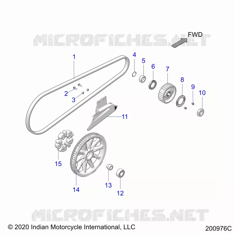 DRIVE TRAIN, DRIVE SPROCKET, BELT AND GUARD