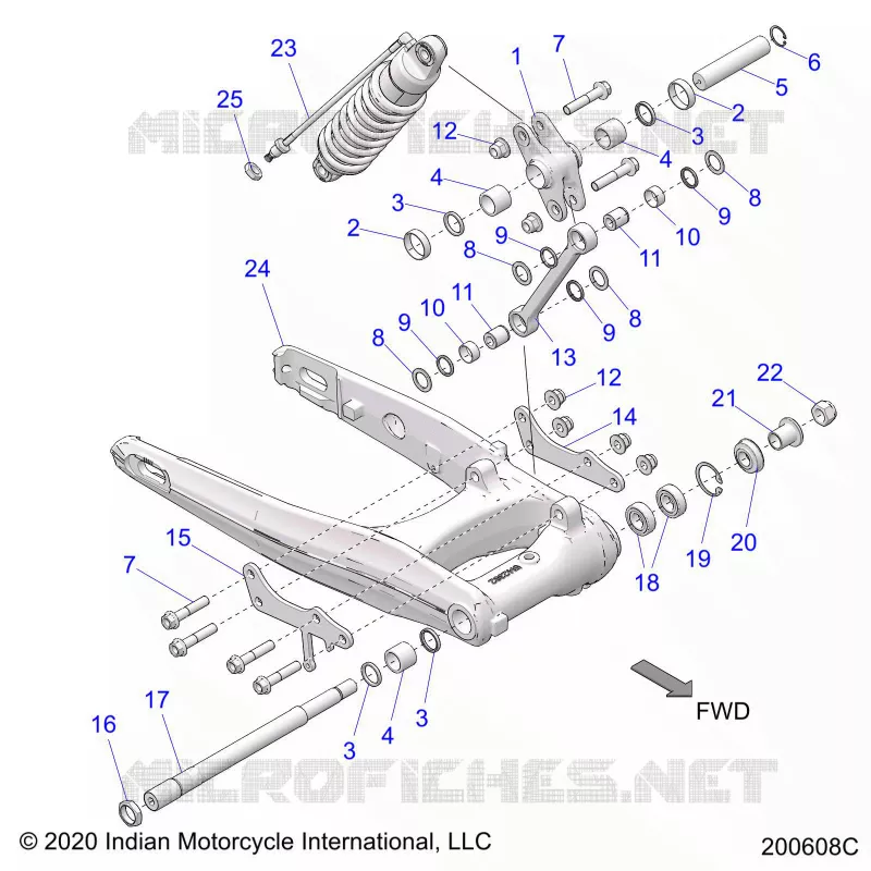 REAR SUSPENSION ASM., SWING ARM AND SHOCK