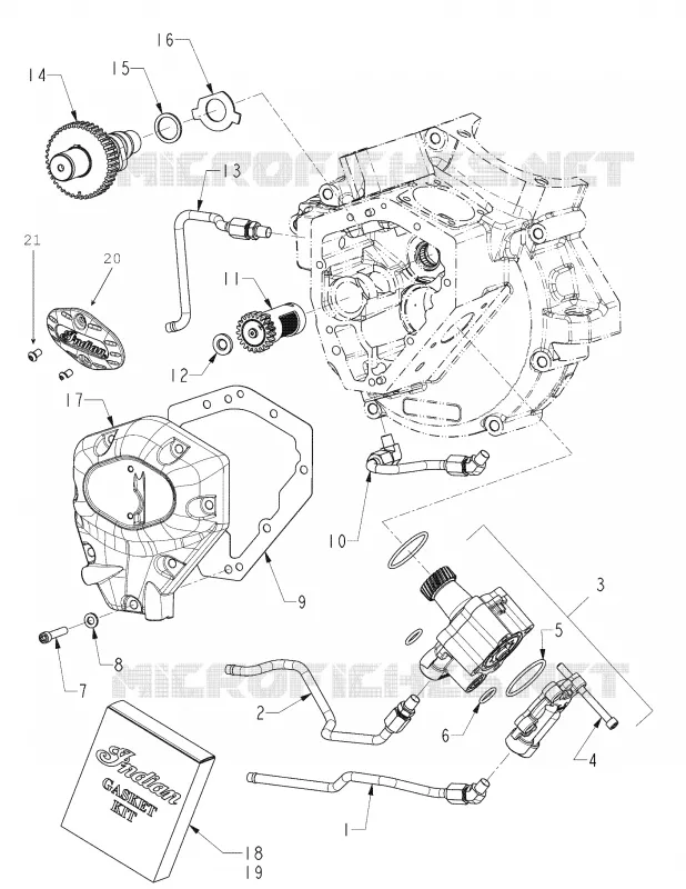 ENGINE, CAM BOX AND OIL PUMP