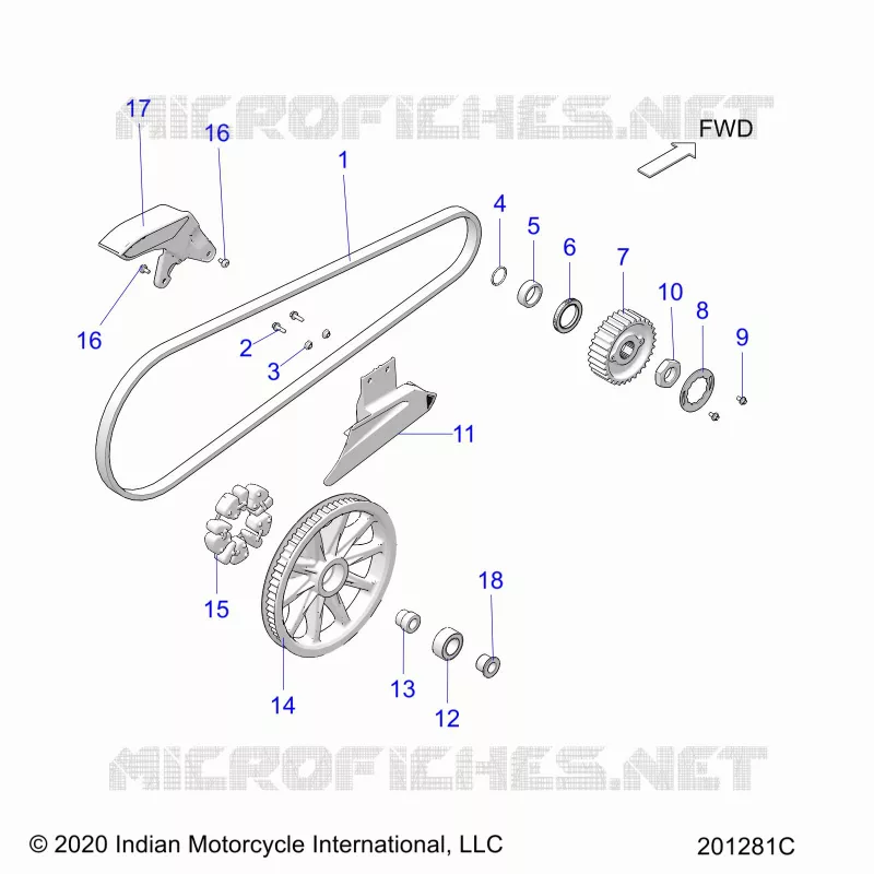 DRIVE TRAIN, DRIVE SPROCKET, BELT AND GUARD