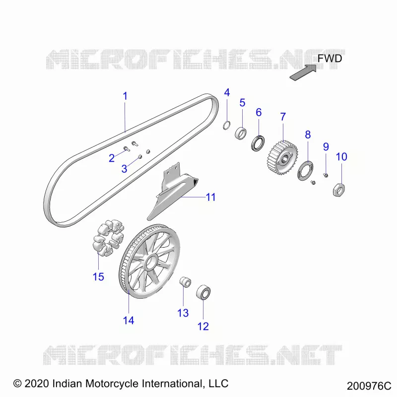 DRIVE TRAIN, DRIVE SPROCKET, BELT AND GUARD