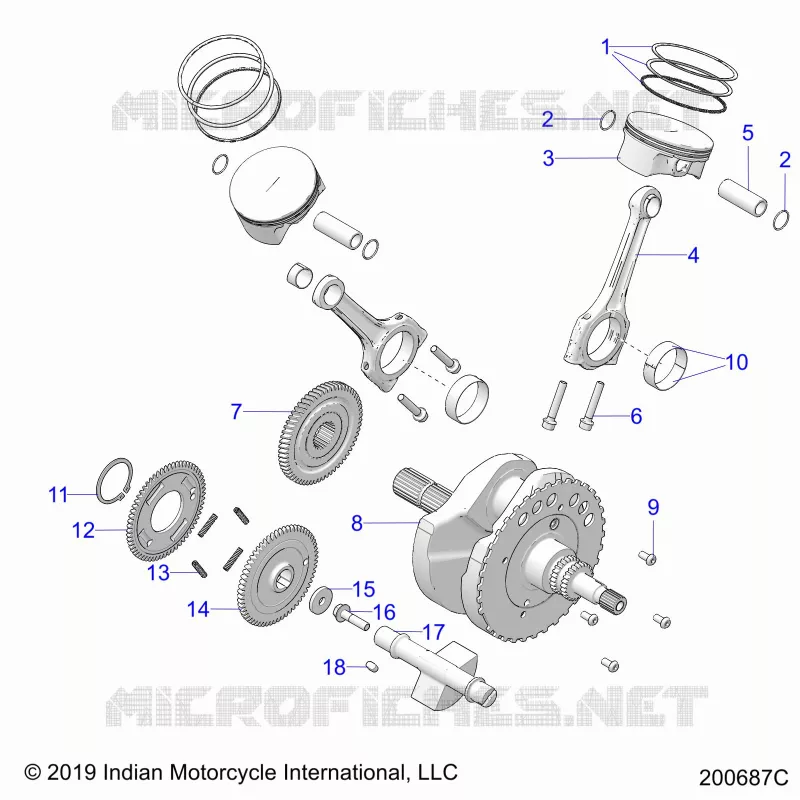 ENGINE, PISTON AND CRANKSHAFT