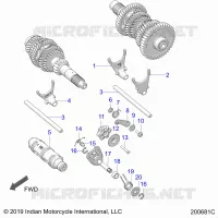 DRIVE TRAIN, SHIFT FORKS AND DRUM