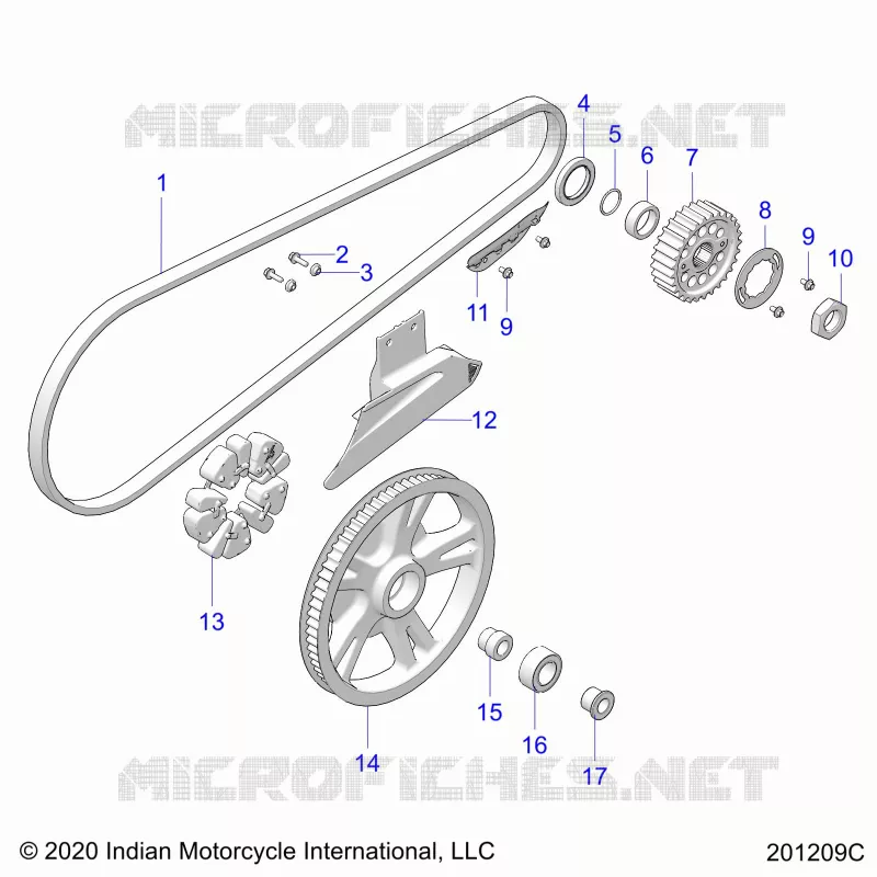 DRIVE TRAIN, DRIVE SPROCKET, BELT AND GUARD