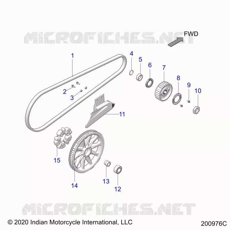 DRIVE TRAIN, DRIVE SPROCKET, BELT AND GUARD