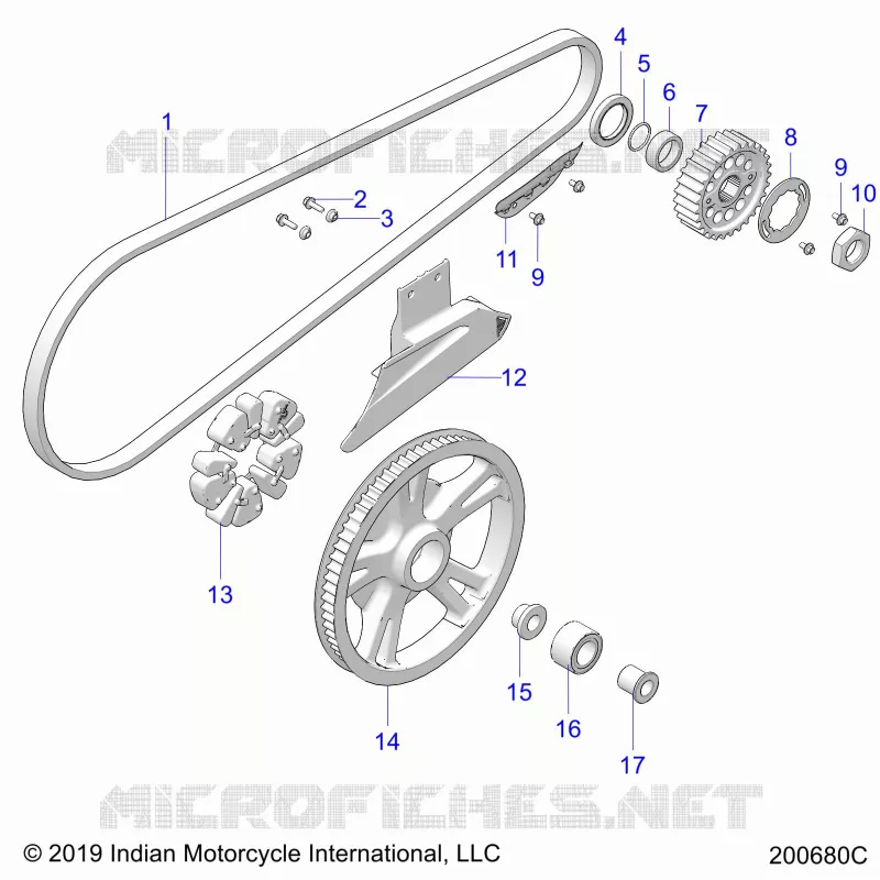 DRIVE TRAIN, DRIVE SPROCKET, BELT AND GUARD