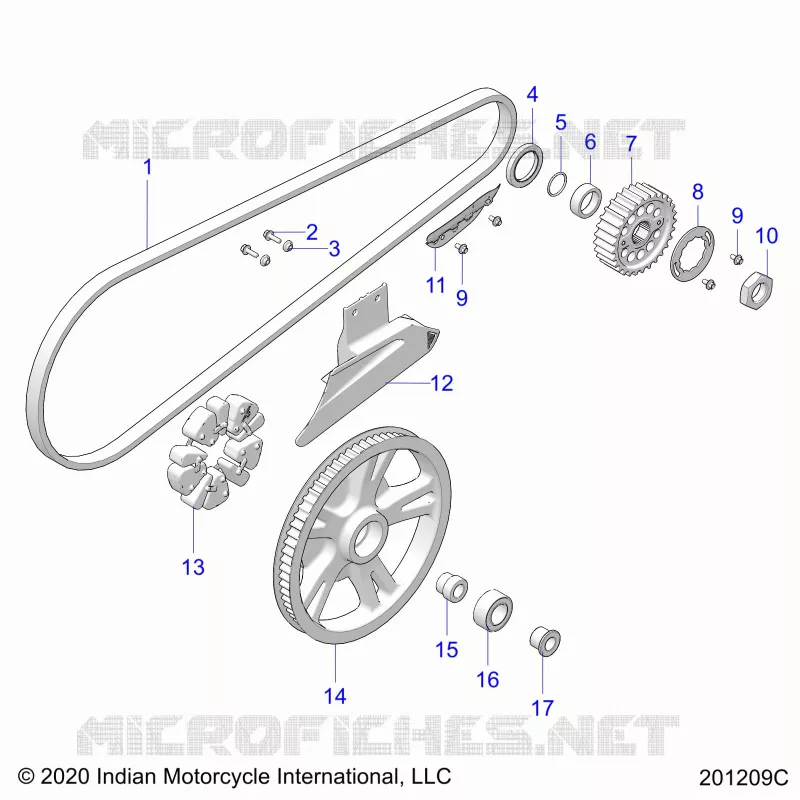 DRIVE TRAIN, DRIVE SPROCKET, BELT AND GUARD
