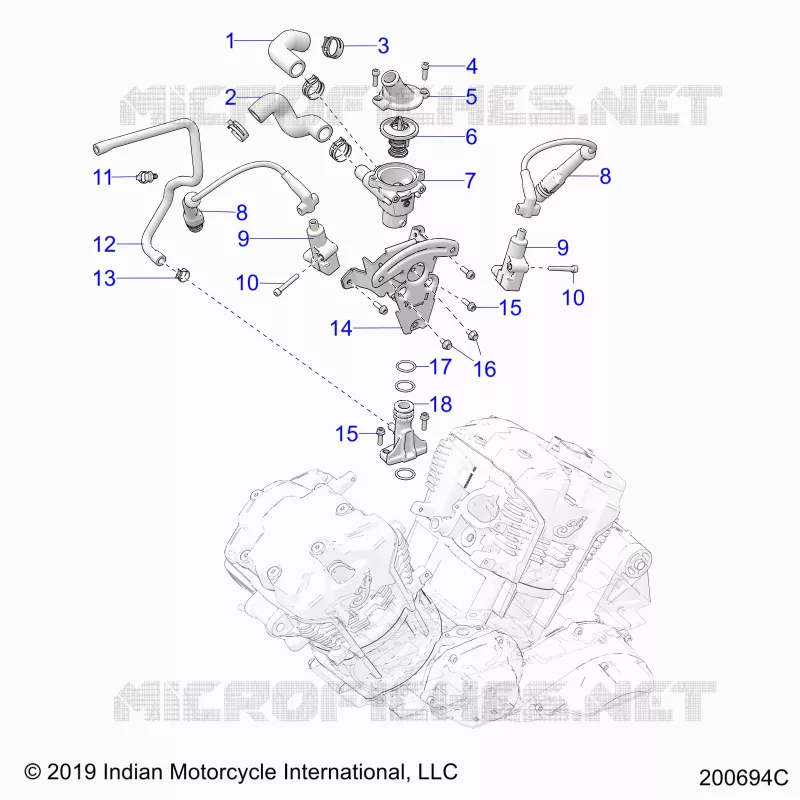 ENGINE, IGNITION, THERMOSTAT HOUSING ASM.