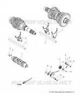 DRIVE TRAIN, SHIFT FORKS AND DRUM