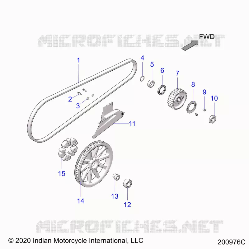DRIVE TRAIN, DRIVE SPROCKET, BELT AND GUARD