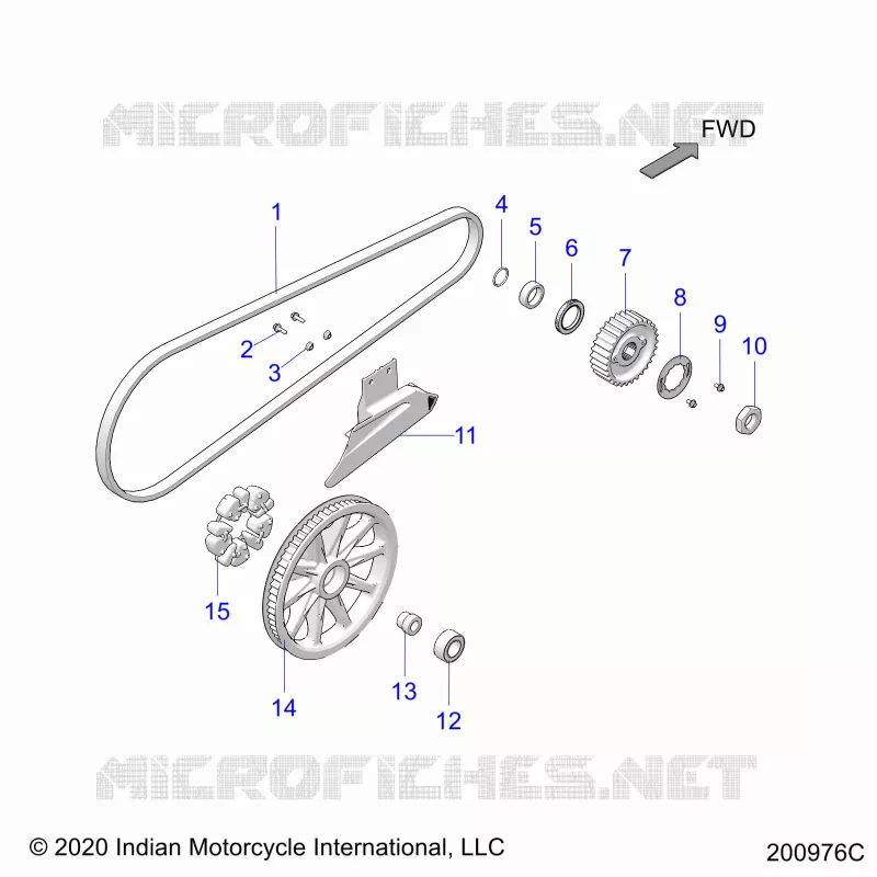 DRIVE TRAIN, DRIVE SPROCKET, BELT AND GUARD