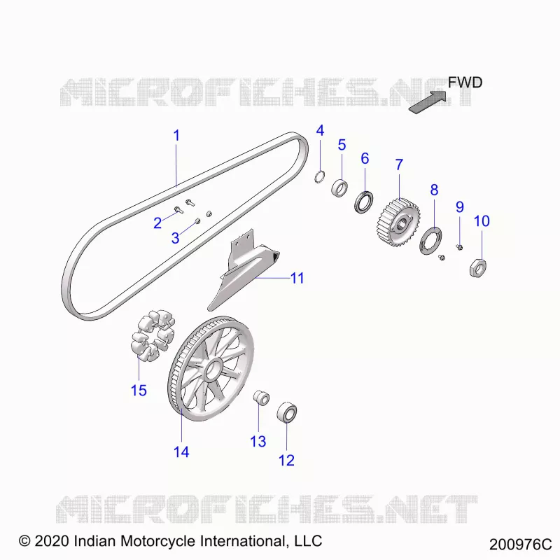 DRIVE TRAIN, DRIVE SPROCKET, BELT AND GUARD