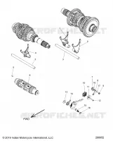 DRIVE TRAIN, SHIFT FORKS AND DRUM