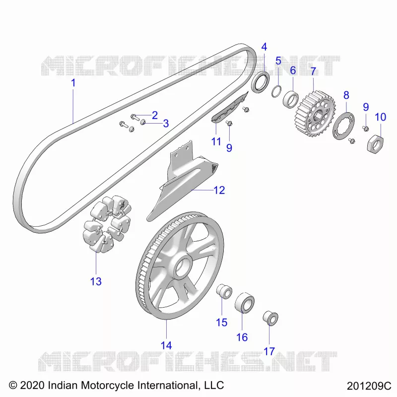 DRIVE TRAIN, DRIVE SPROCKET, BELT AND GUARD