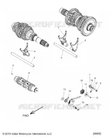DRIVE TRAIN, SHIFT FORKS AND DRUM