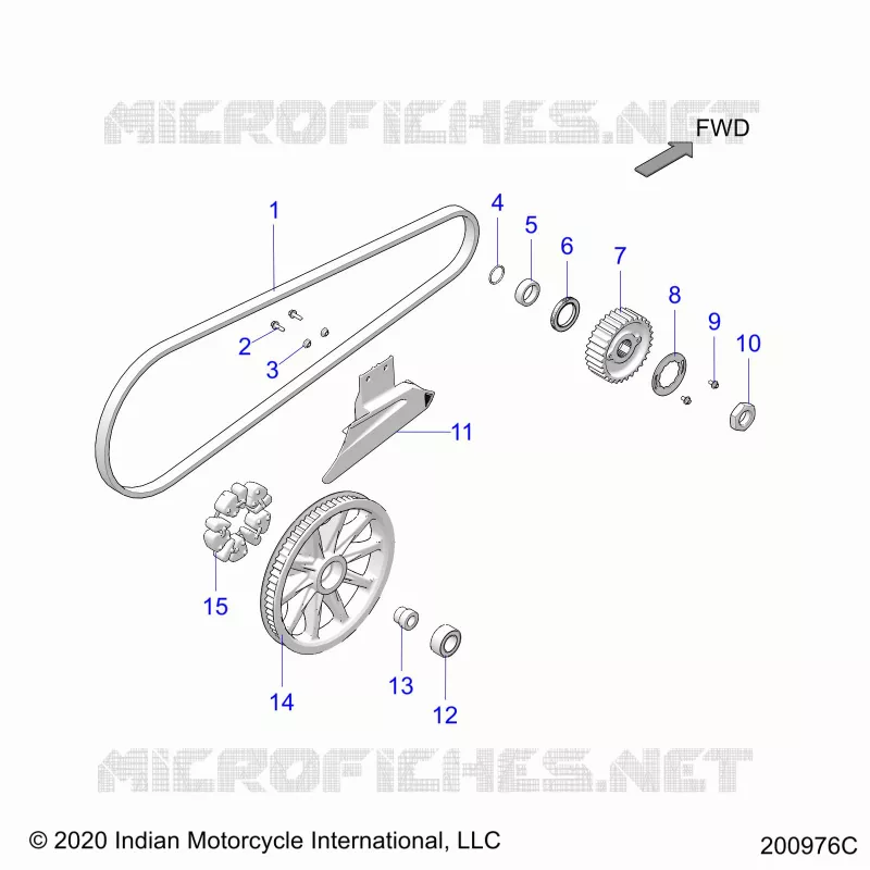 DRIVE TRAIN, DRIVE SPROCKET, BELT AND GUARD