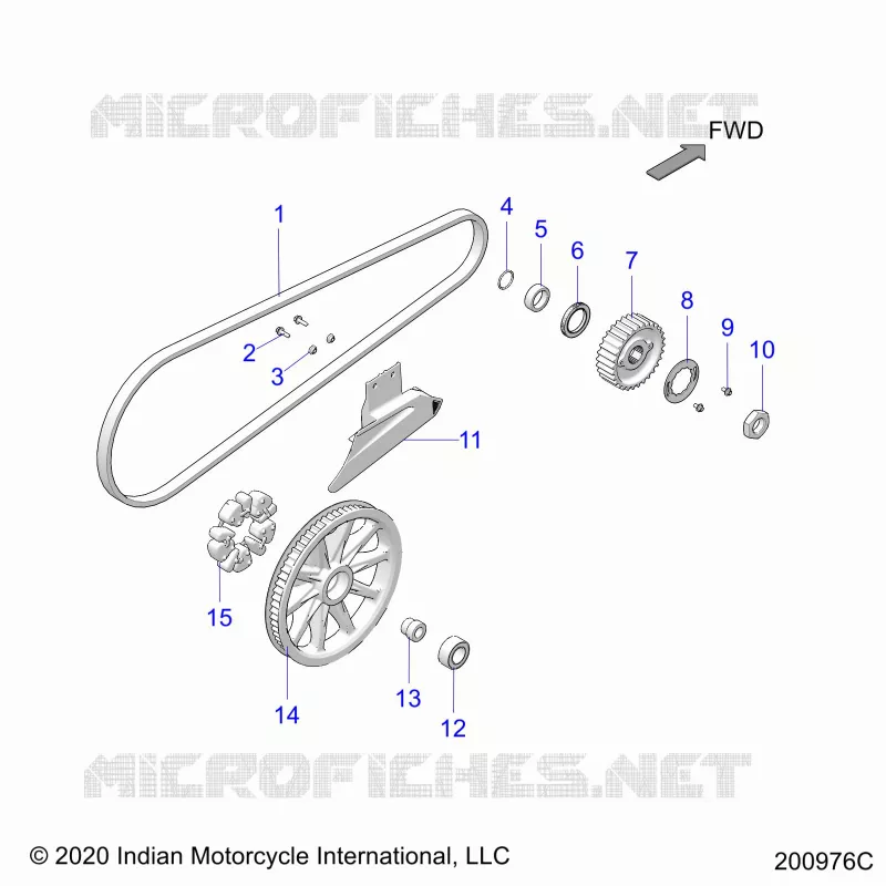 DRIVE TRAIN, DRIVE SPROCKET, BELT AND GUARD