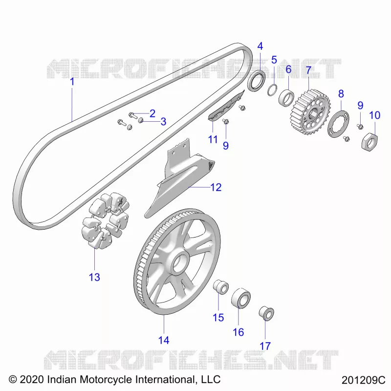 DRIVE TRAIN, DRIVE SPROCKET, BELT AND GUARD