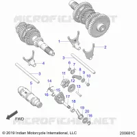DRIVE TRAIN, SHIFT FORKS AND DRUM