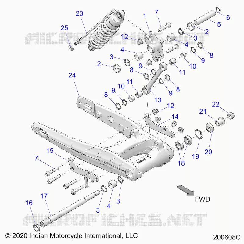 REAR SUSPENSION ASM., SWING ARM AND SHOCK