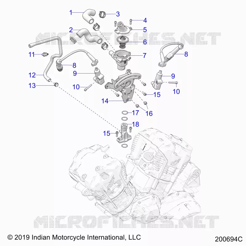 ENGINE, IGNITION, THERMOSTAT HOUSING ASM.