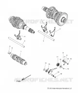 DRIVE TRAIN, SHIFT FORKS AND DRUM