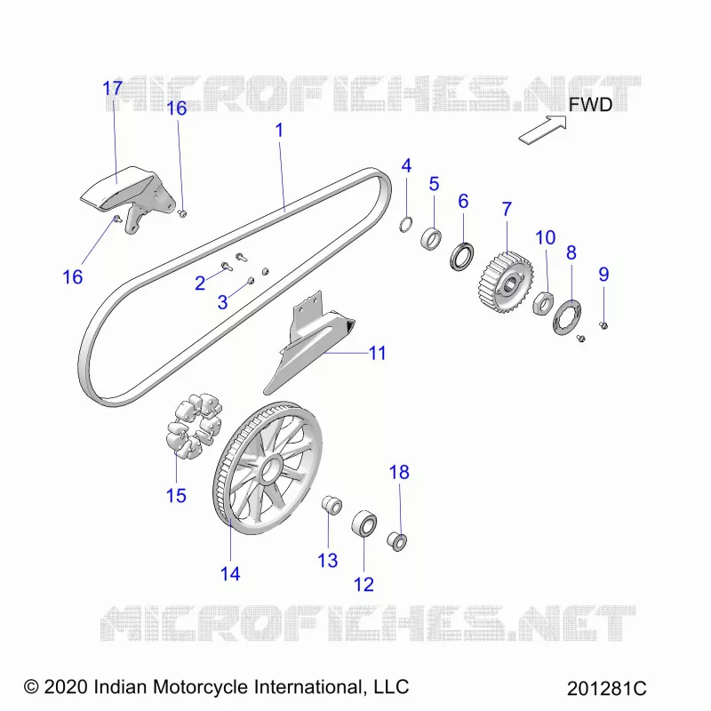 DRIVE TRAIN, DRIVE SPROCKET, BELT AND GUARD