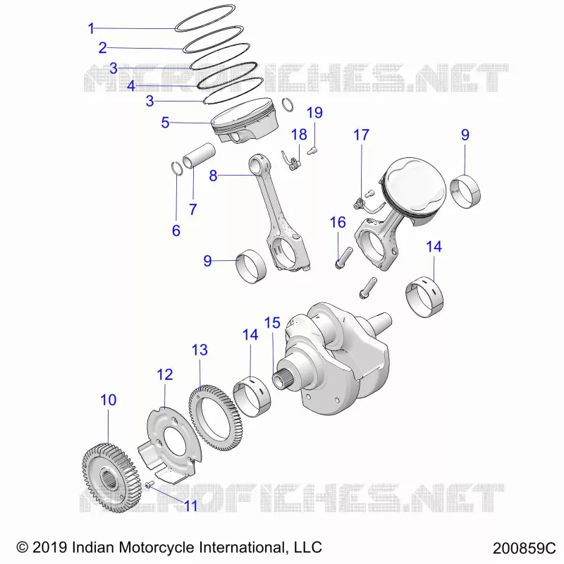 ENGINE, PISTON AND CRANKSHAFT ASM.