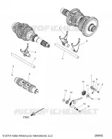 DRIVE TRAIN, SHIFT FORKS AND DRUM