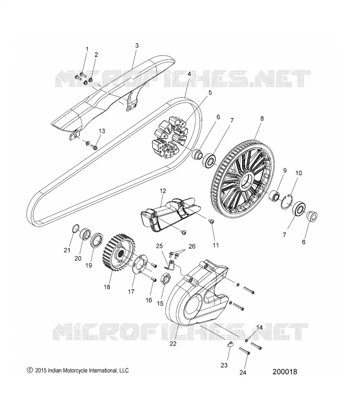 DRIVE TRAIN, SPROCKETS, GUARDS AND BELT