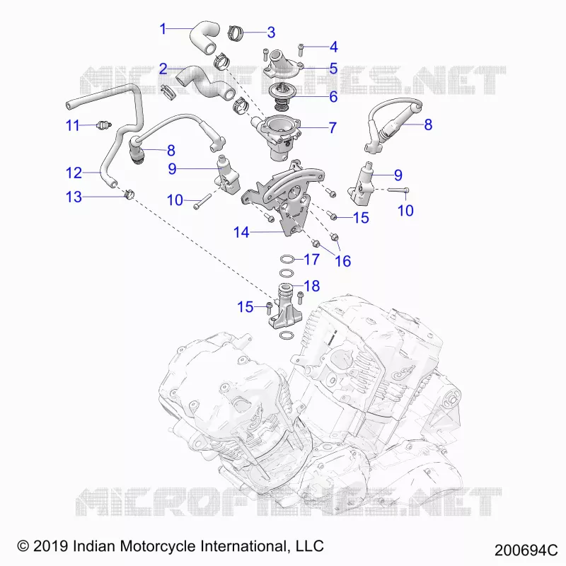 ENGINE, IGNITION, THERMOSTAT HOUSING ASM.