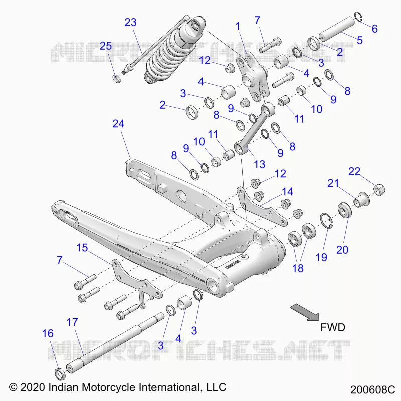 REAR SUSPENSION ASM., SWING ARM AND SHOCK